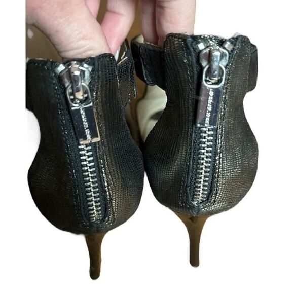Michael Kors, gunmetal lizard pattern open toe,heel zipper stilettos size 7.5 - Picture 8 of 12